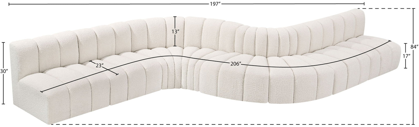 Arc - Boucle Fabric 8 Piece Curved Modular Sofa
