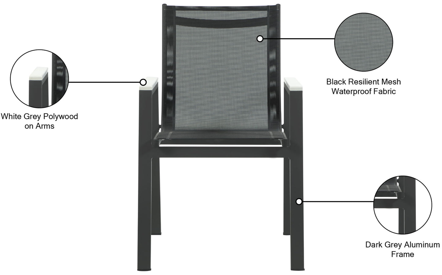 Nizuc - Outdoor Patio Dining Arm Chair With Gray Frame (Set of 2)
