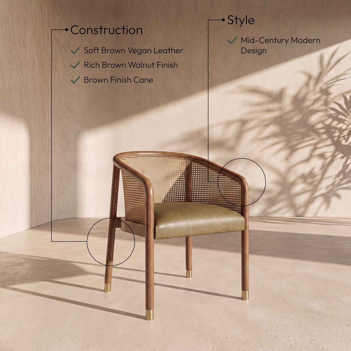 Sylvan - Vegan Leather Dining Chair (Set of 2) - Brown Frame