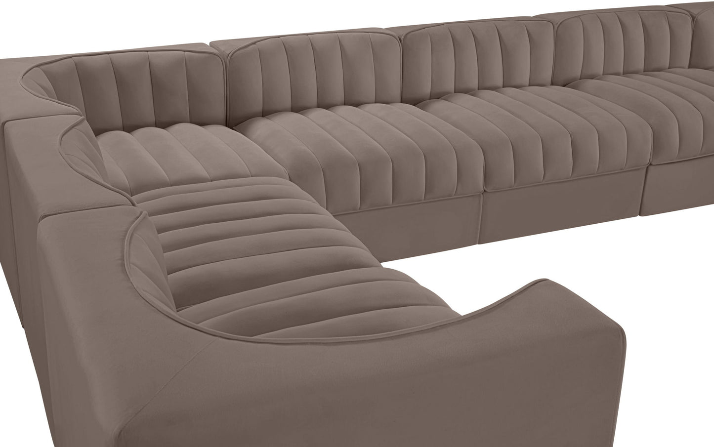 Rummi - Velvet Performance Fabric Upholstered 10 Piece Modular Sectional