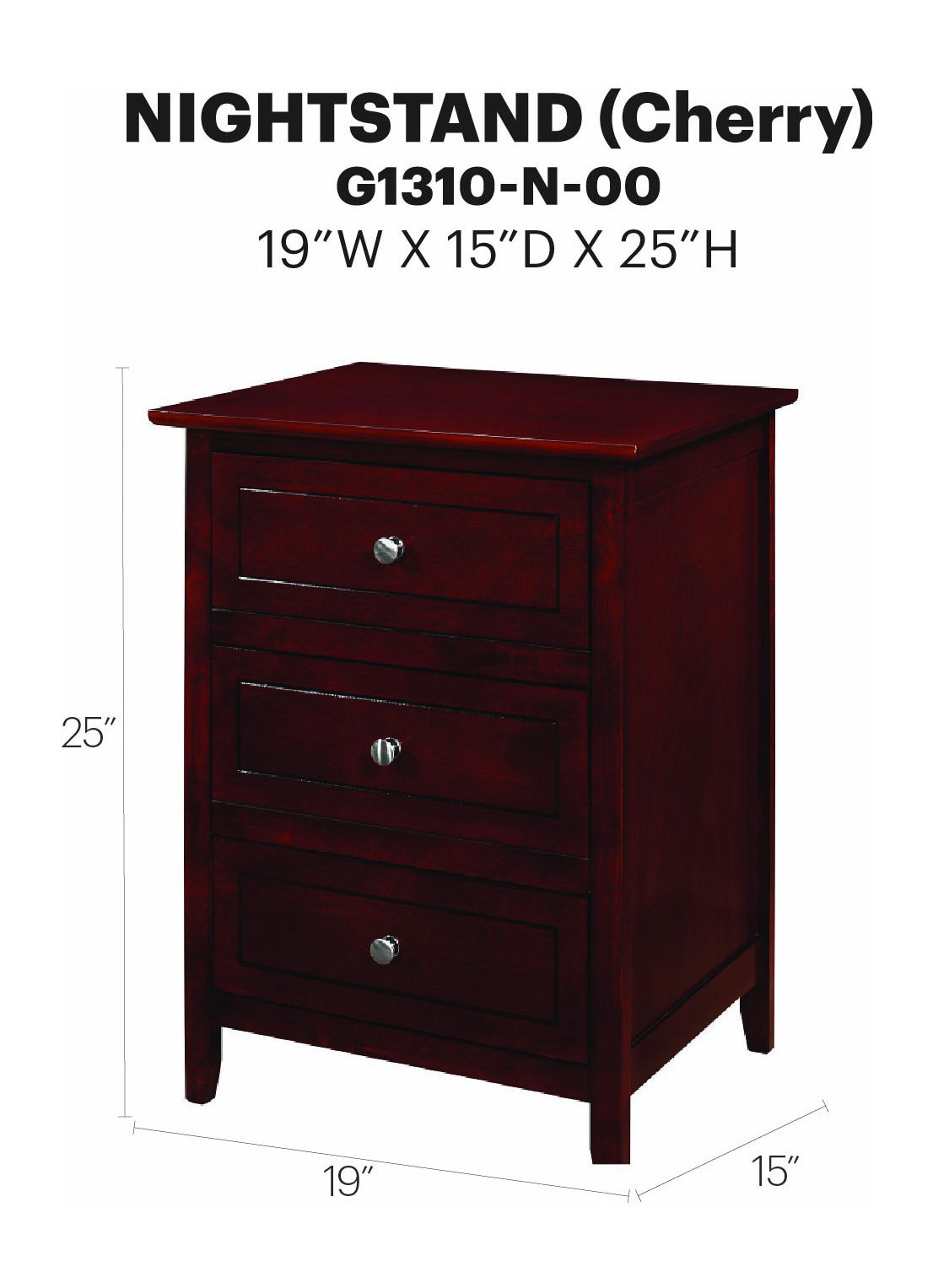 Glory Furniture - Daniel - 3 Drawer Nightstand