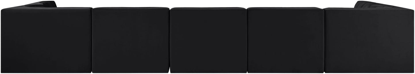 Rummi - Velvet Performance Fabric Upholstered 7 Piece Modular Sectional (With 2 Corner Chairs)