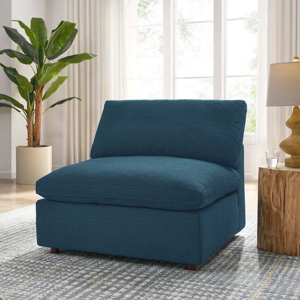 Commix Down Filled Overstuffed Armless Chair - Azure