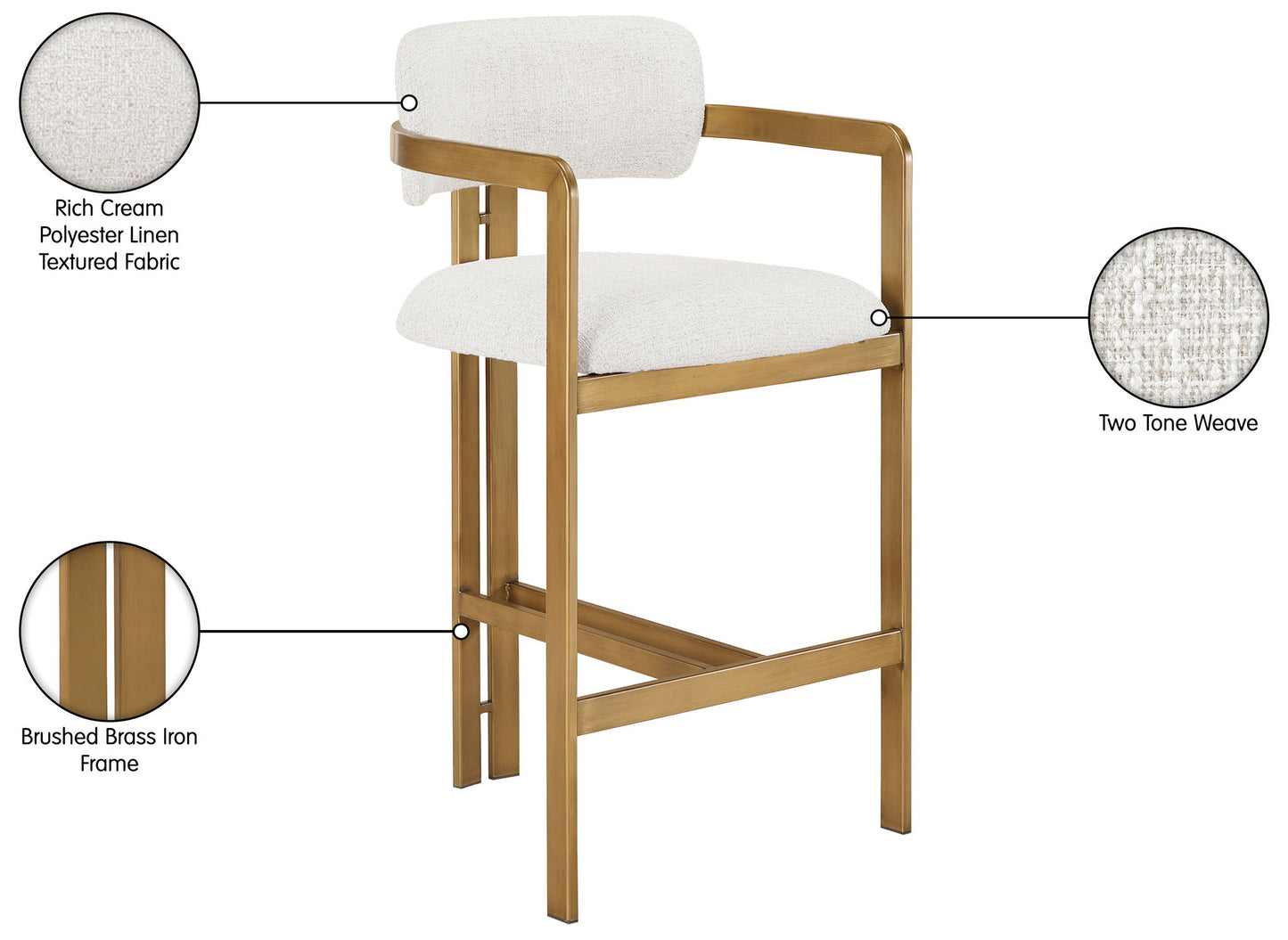 Aurum - Linen Textured Fabric Upholstered Counter Stool