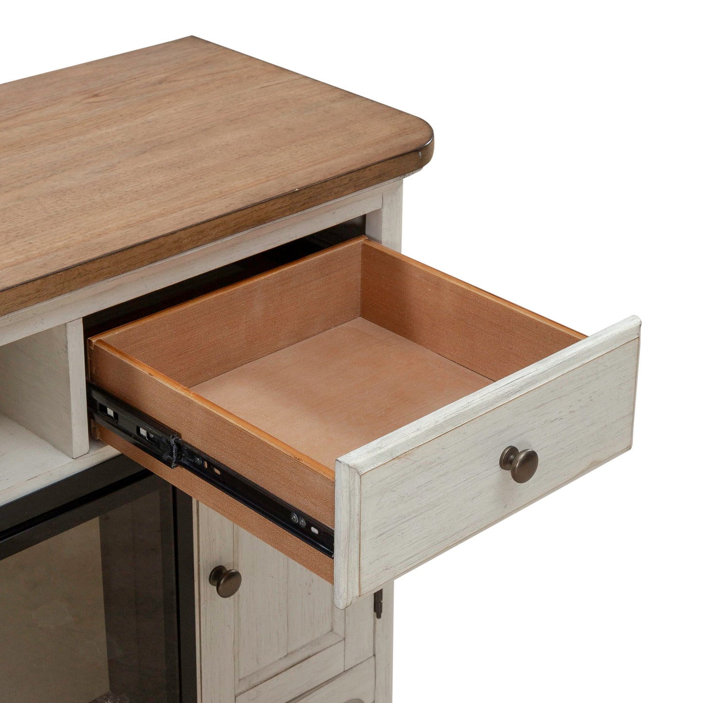 Fireplace TV Consoles - 79" Console With Fire - Medium Brown