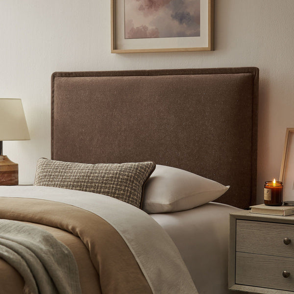 Camille Upholstered Linen Blend Headboard - Twin, Cocoa