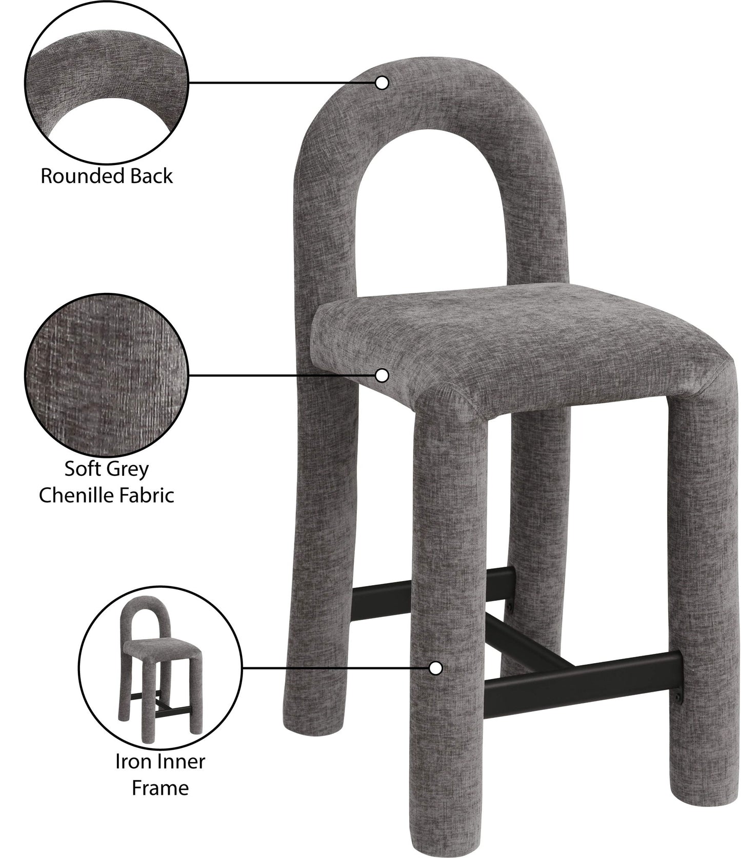 Amari - Chenille Fabric Stool