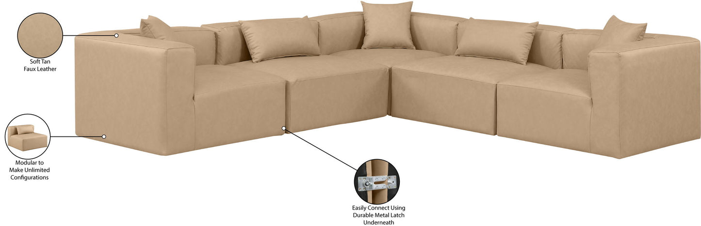 Cube - 5 Piece Modular Corner Sectional - Tan