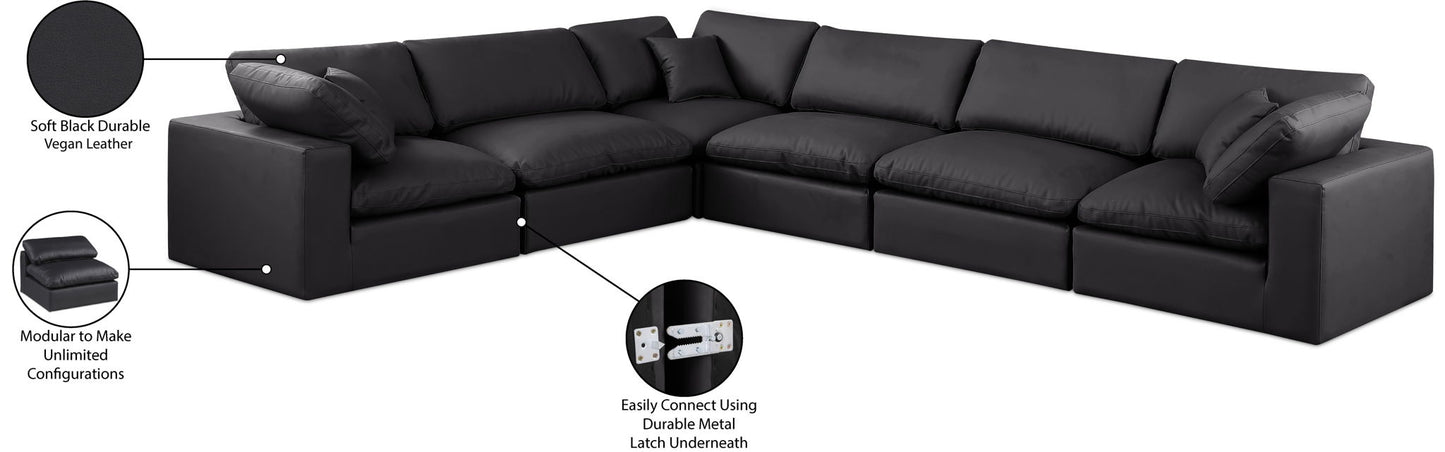 Comfy - 6 Piece Faux Leather Modular Corner Sectional