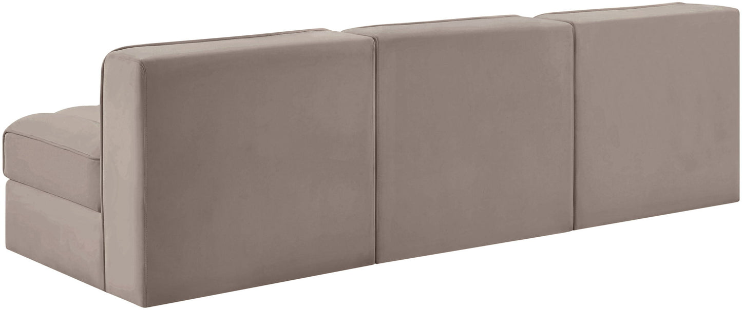 Rummi - Velvet Performance Fabric Upholstered 3 Piece Modular Armless Sofa