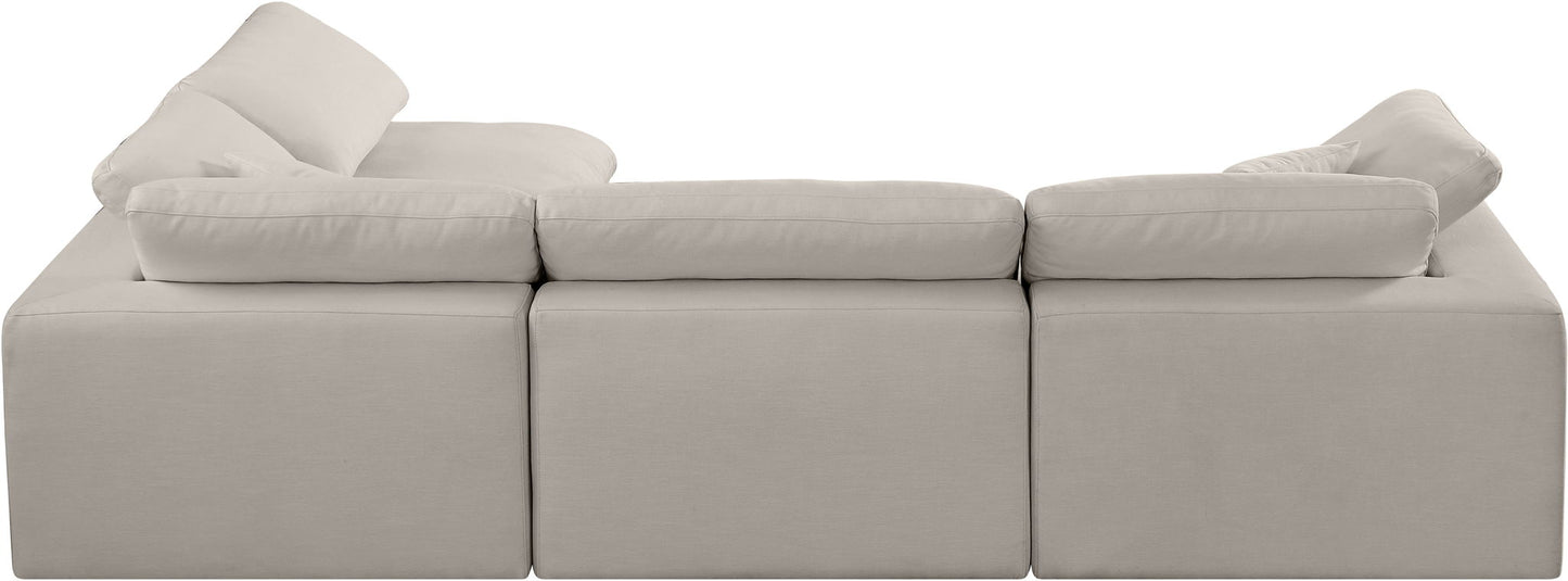Comfy - 4 Piece Linen Fabric Modular Armless Sectional