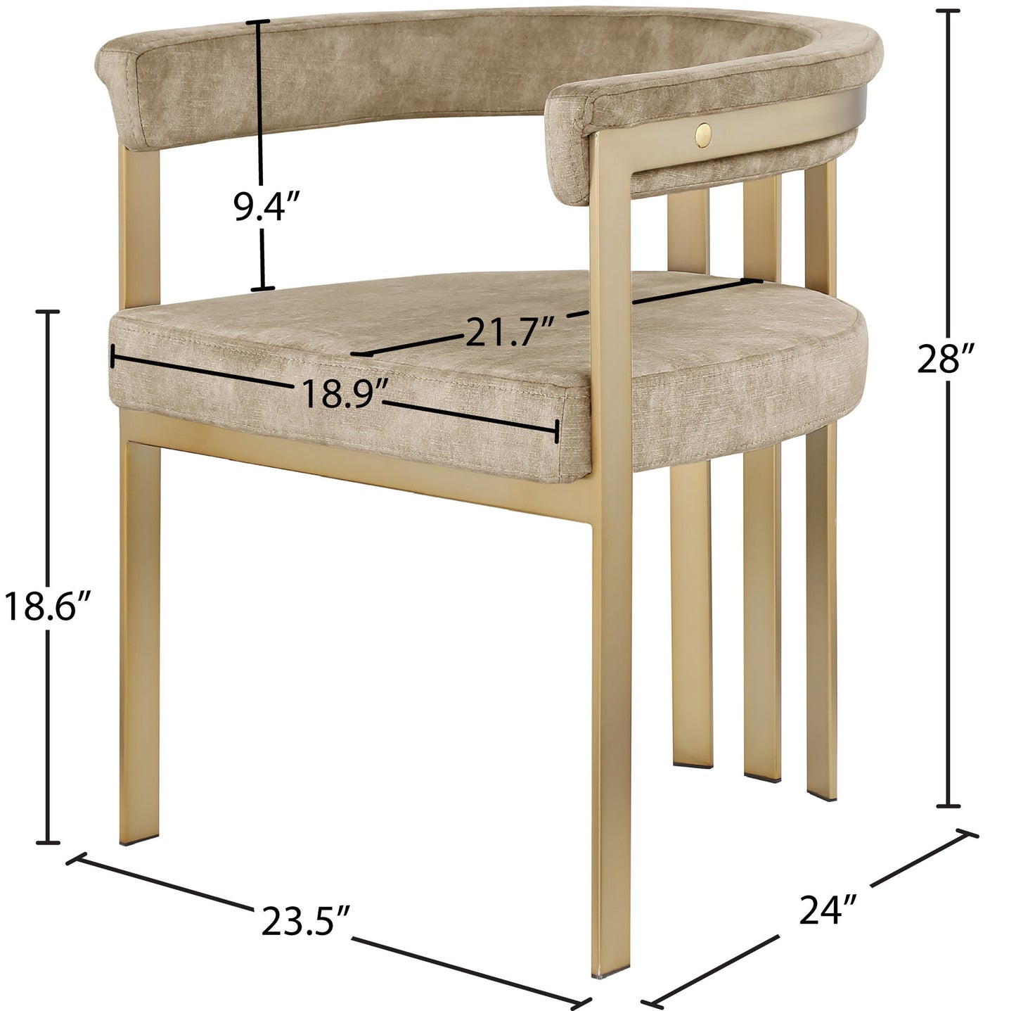Marcello - Dining Chair With Brushed Gold Iron Frame (Set of 2) - Beige