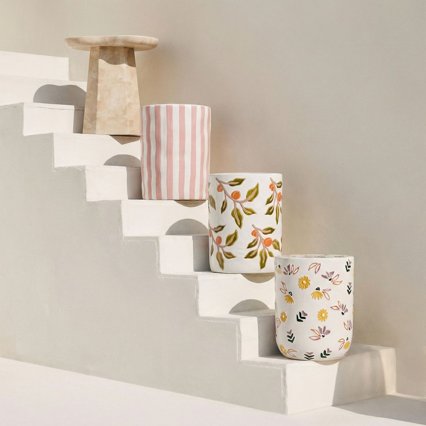 Zaya - Faux Marble Side Table - Rose