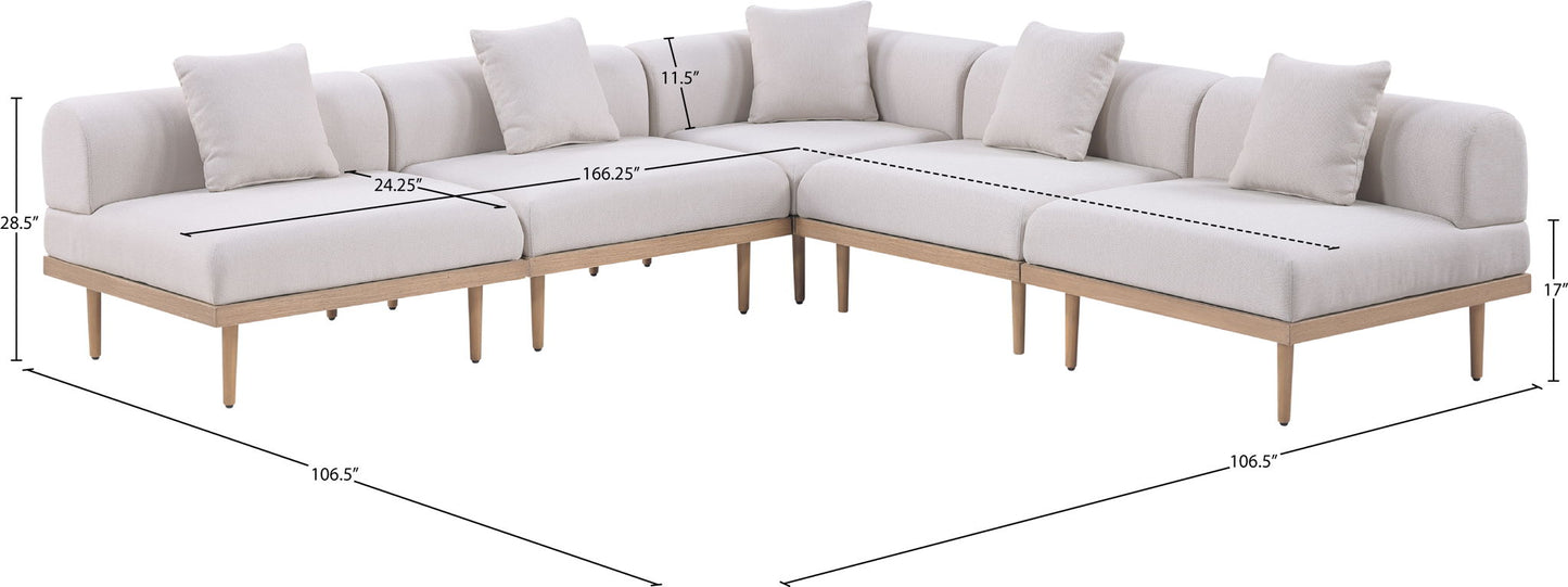 Laguna - 5 Piece 106.5" Upholstered Outdoor Patio Modular Sectional