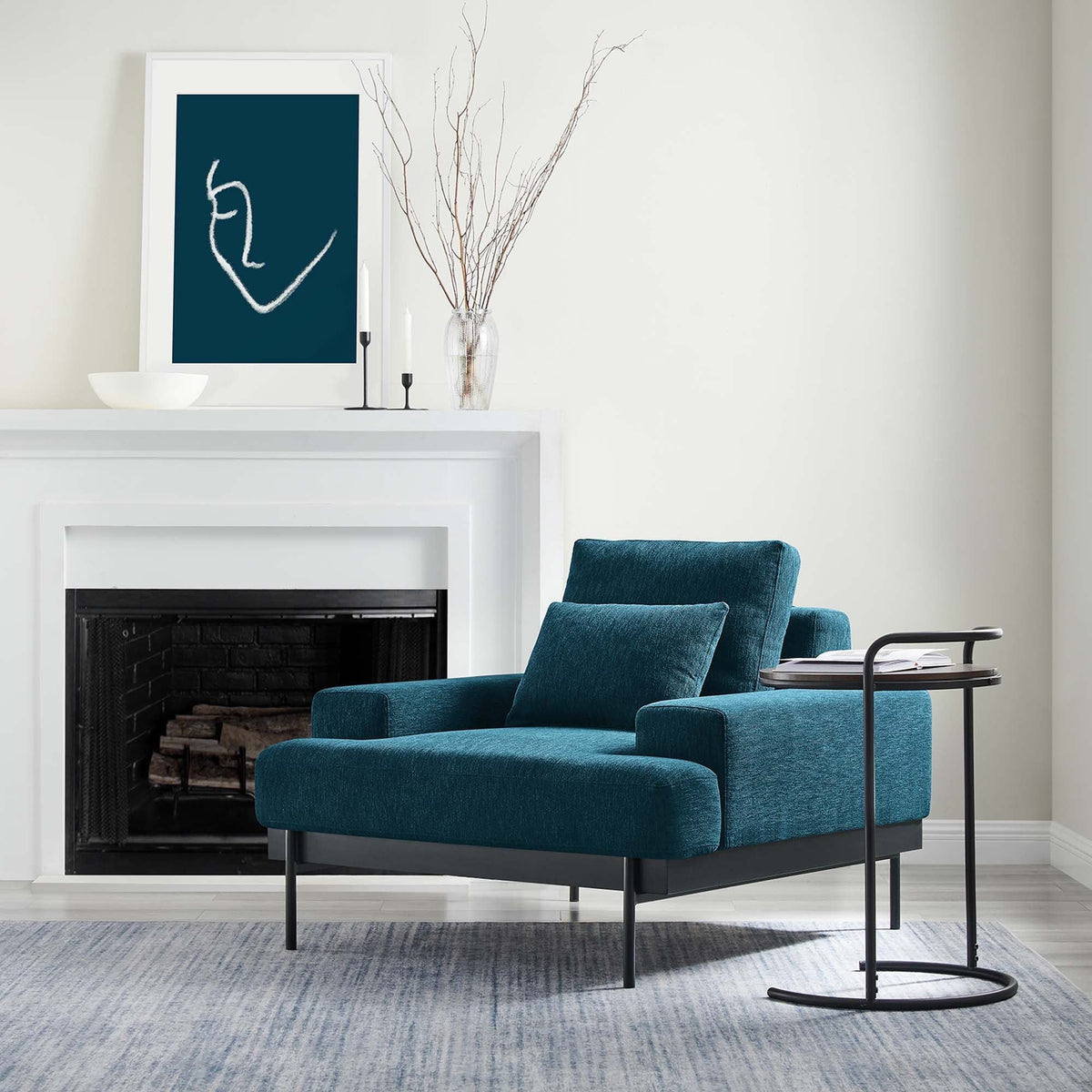 Proximity Upholstered Fabric Armchair - Azure