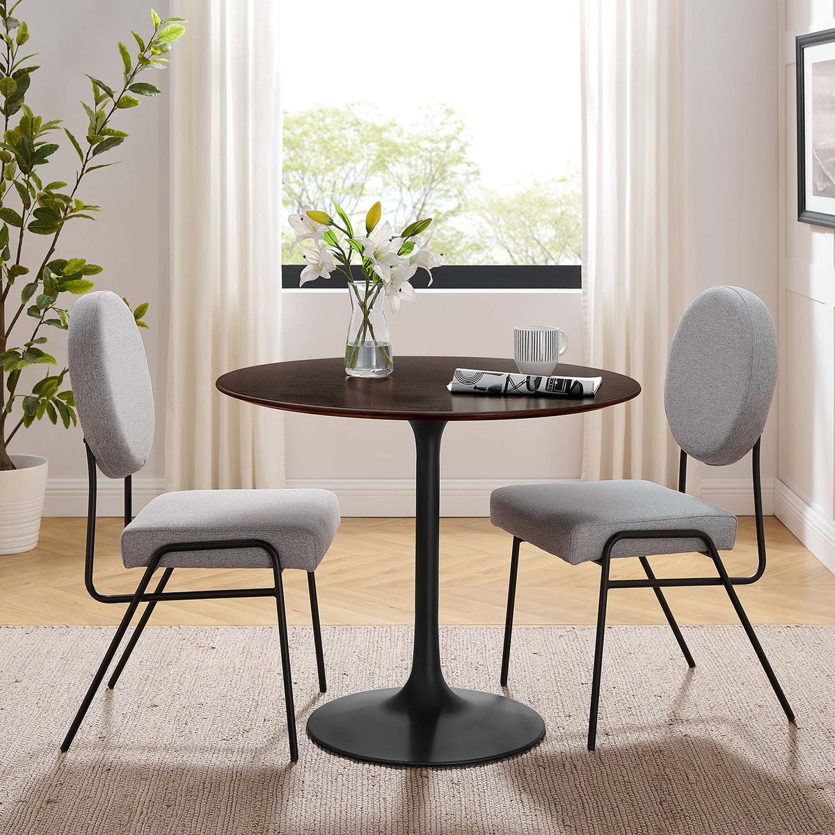 Lippa Round 36" Dining Table - Wood, Black Cherry Walnut