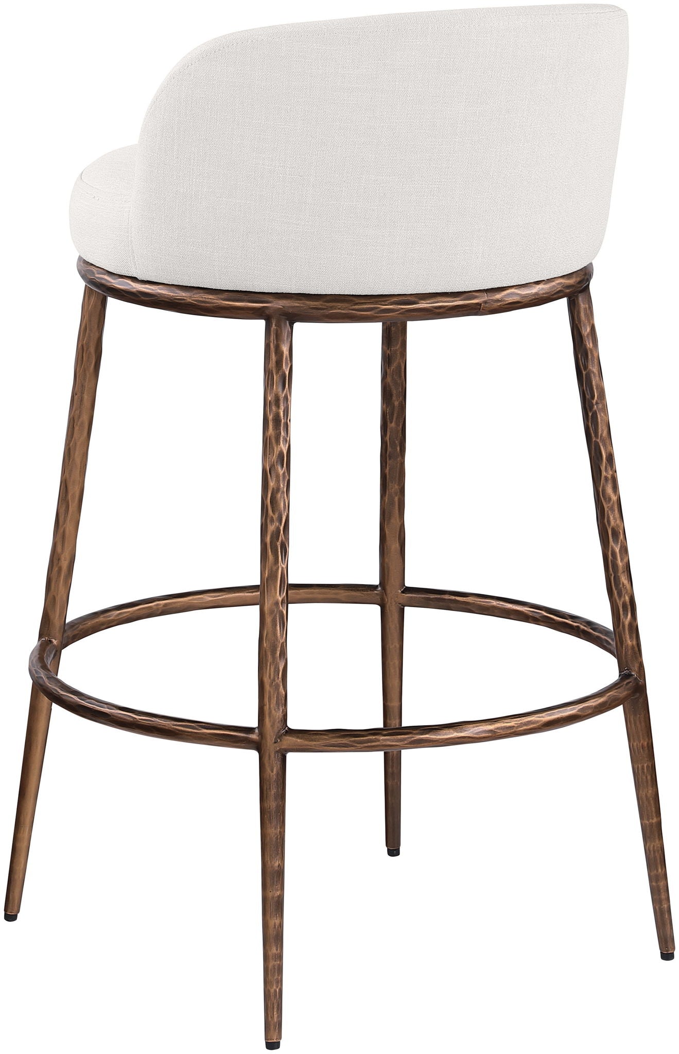 Ferro - Performance Fabric Upholstered Bar Stool - Cream / Antique Bronze