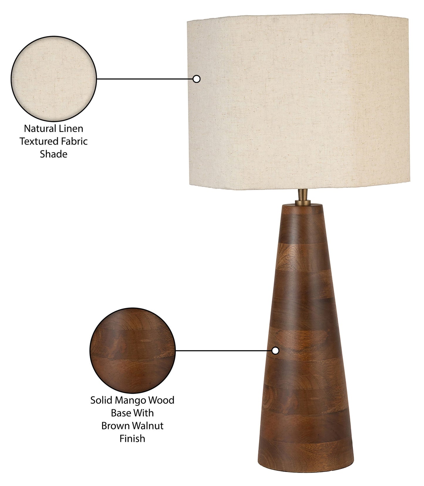 Juniper - Mango Wood Base And Linen Textured Fabric Shade Table Lamp