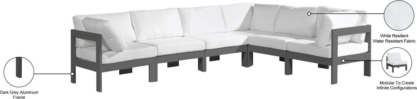 Nizuc - Outdoor Patio 6 Piece Modular Sectional With Gray Frame