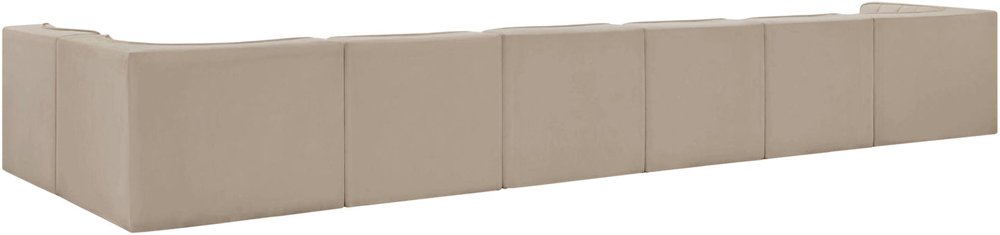 Rummi - Velvet Performance Fabric Upholstered 7 Piece Modular Sectional, L-Shaped (Right)