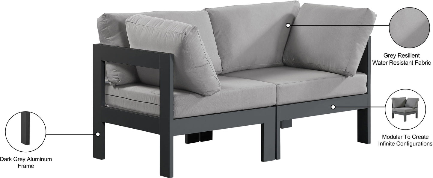 Nizuc - Outdoor Patio 2 Seat Modular Sofa With Gray Frame