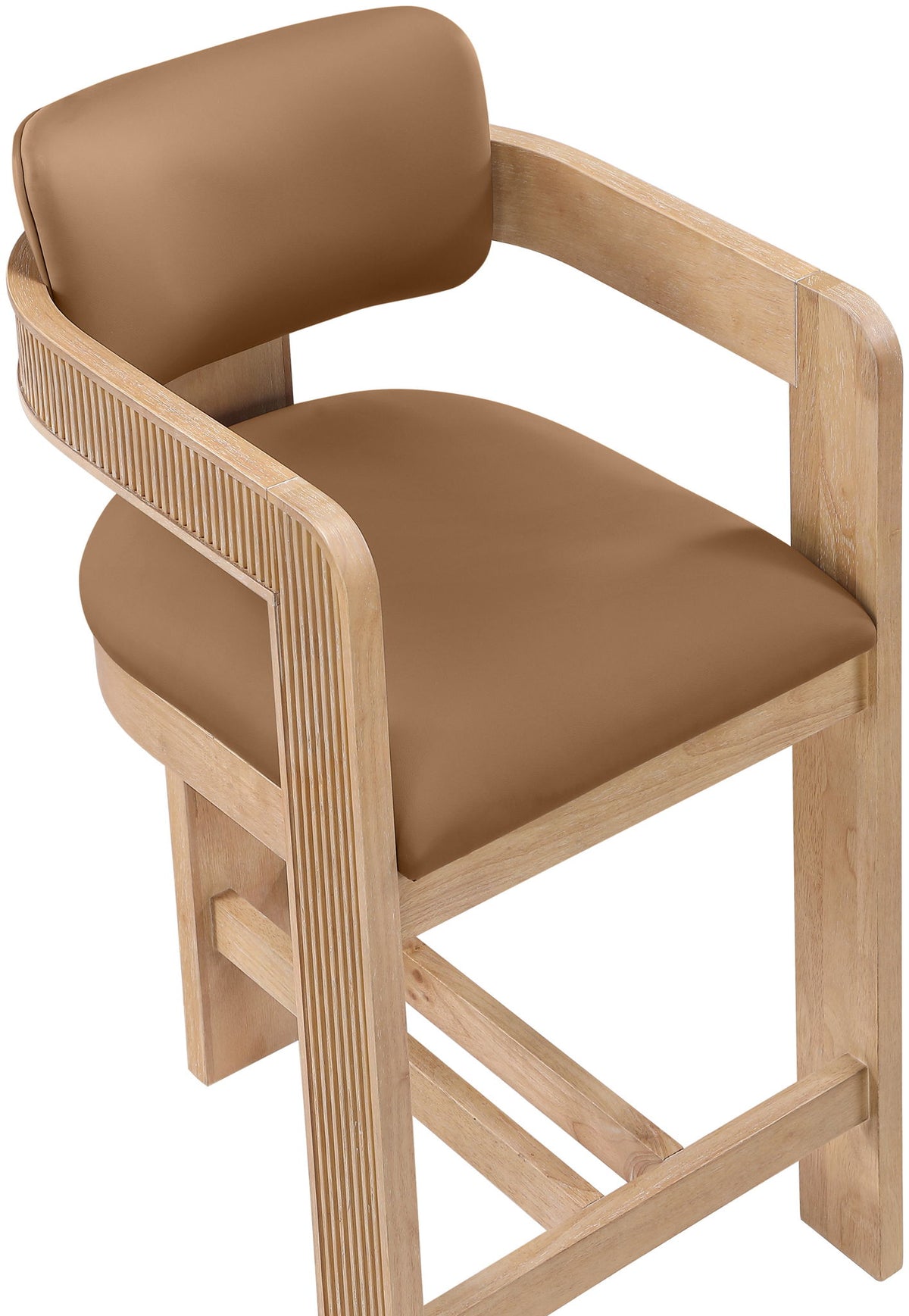 Sacha - Vegan Leather Upholstered Counter Stool With Natural Base