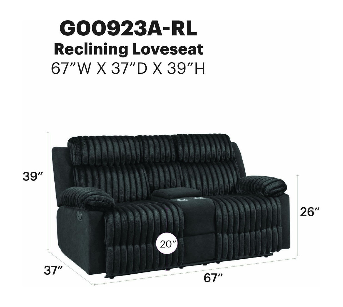 Glory Furniture - Plush - Reclining Loveseat