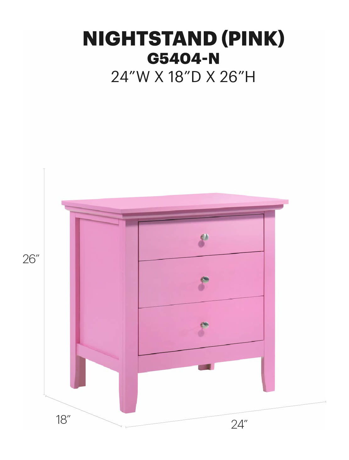 Glory Furniture - Hammond - 3 Drawer Nightstand
