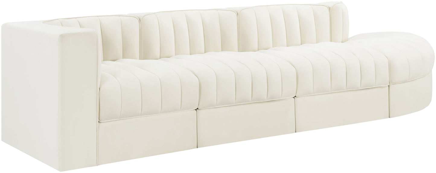 Rummi - Velvet Performance Fabric Upholstered 4 Piece Modular Sectional With Reverse Corner Chair