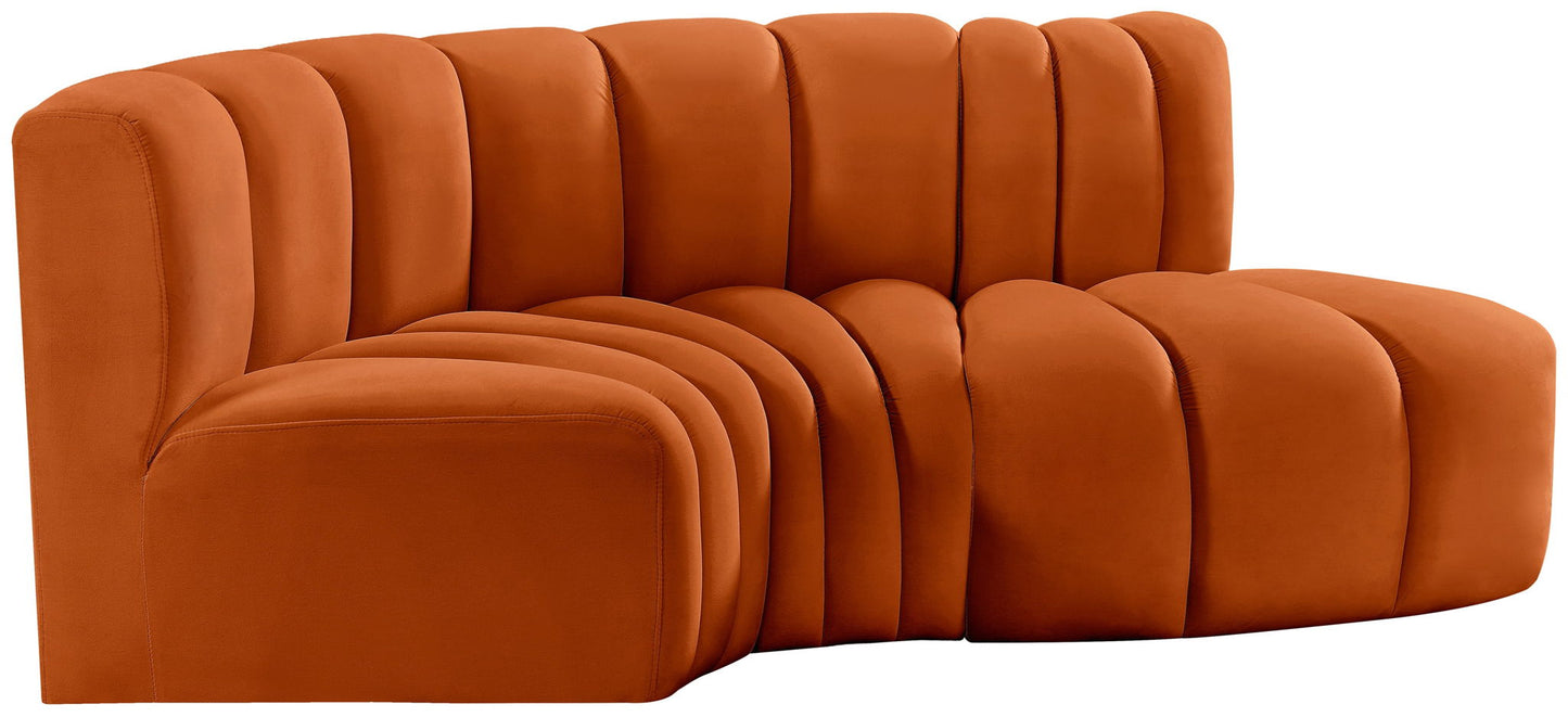 Arc - Velvet 3 Piece Modular L-Shaped Sofa