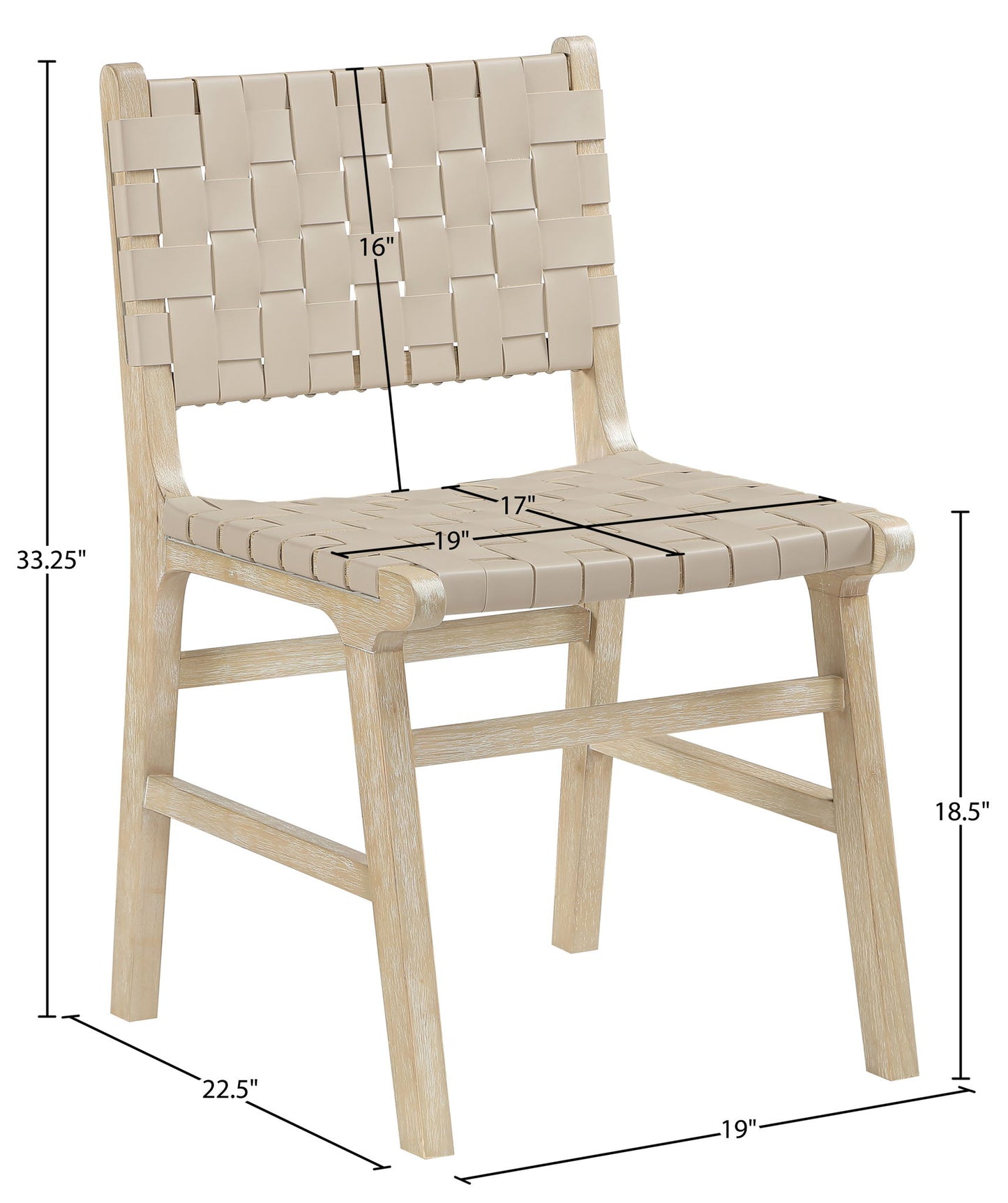 Entwine - Vegan Leather Upholstered Dining Chair - Painted Natural