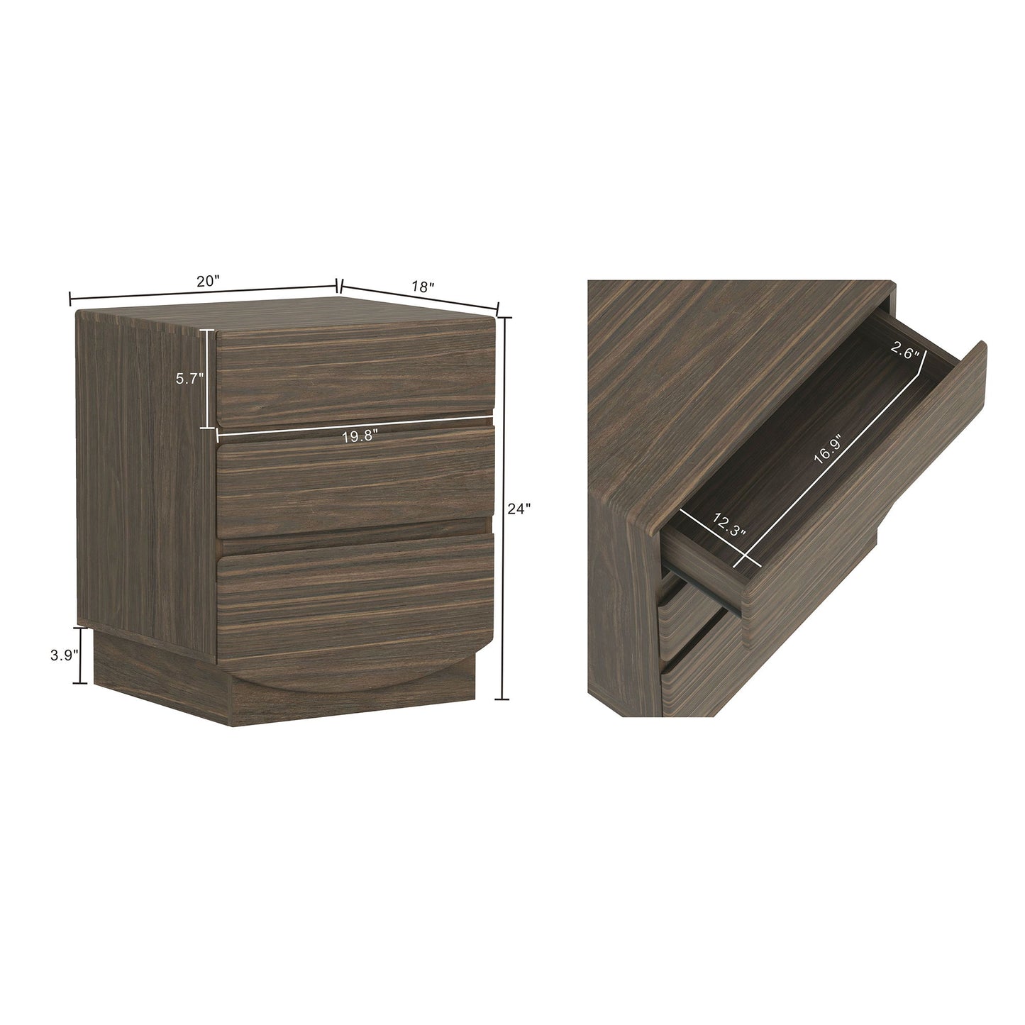 Manhattan Ardea - 3-Drawer Nightstand