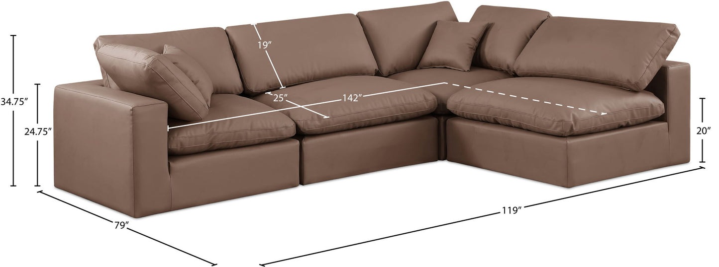 Comfy - 4 Piece Faux Leather Modular Armless Sectional