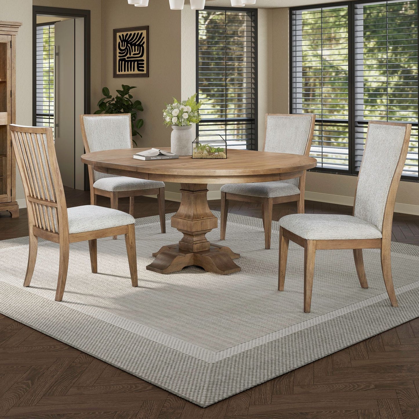 Haven Hills - Optional 5 Piece Pedestal Table Set - Camel Beige