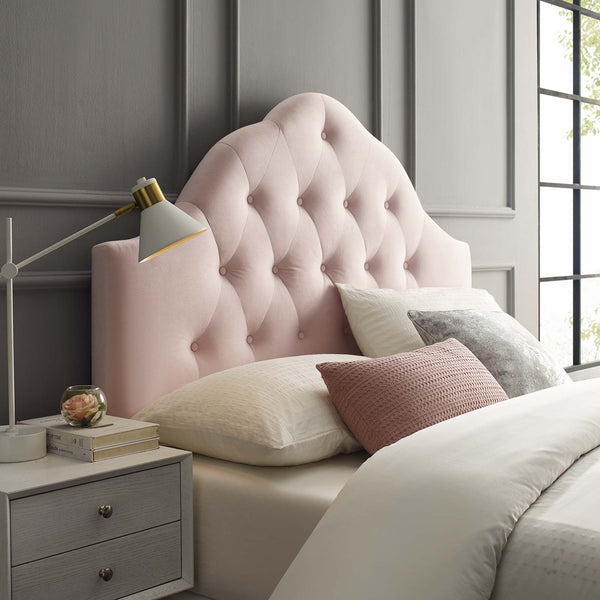 Sovereign Diamond Tufted Performance Velvet Headboard - Queen, Pink