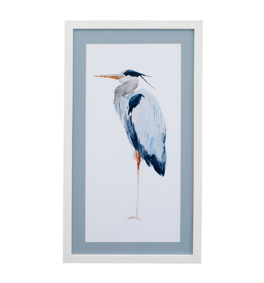 Heron III Framed Print - White