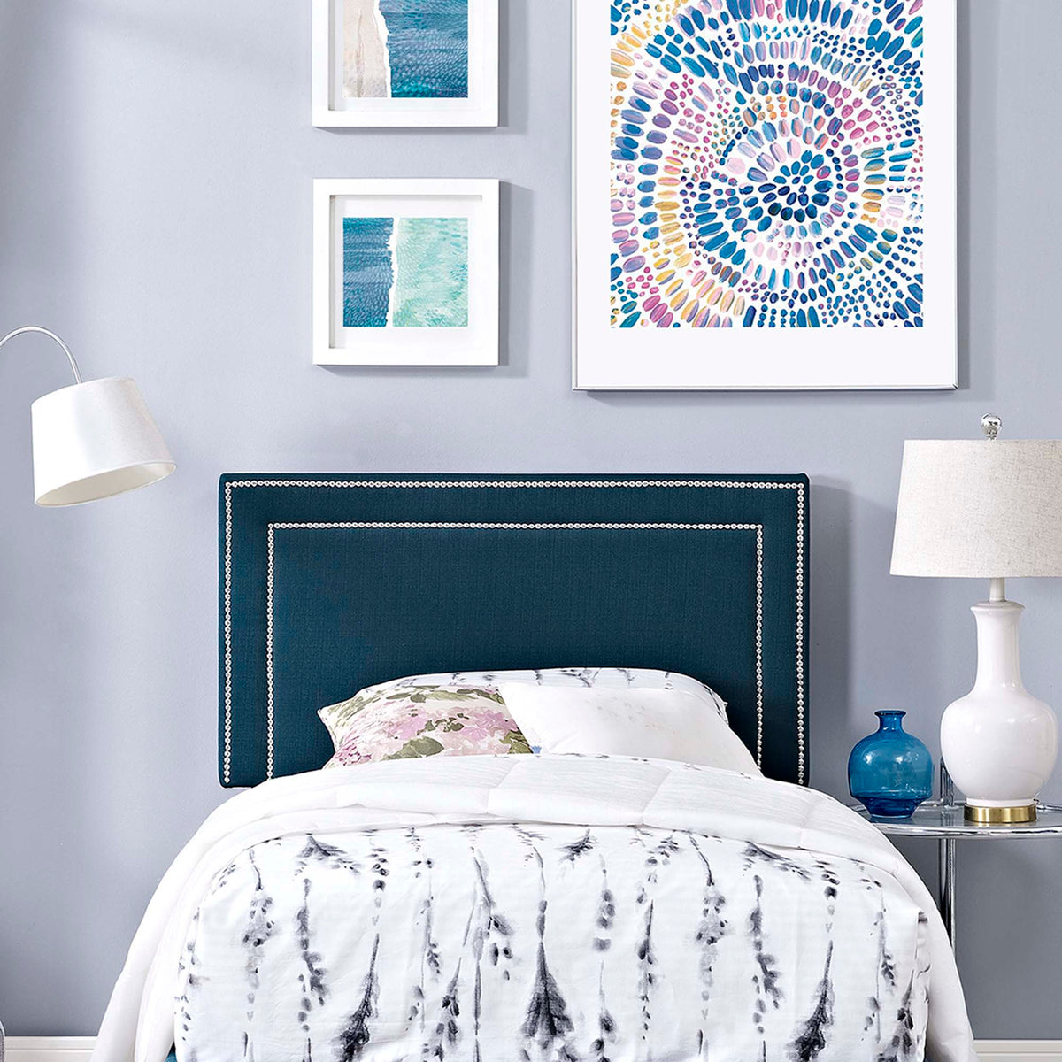 Jessamine Upholstered Headboard - Twin, Azure