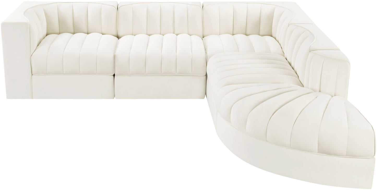 Rummi - Velvet Performance Fabric Upholstered 5 Piece Modular Sectional