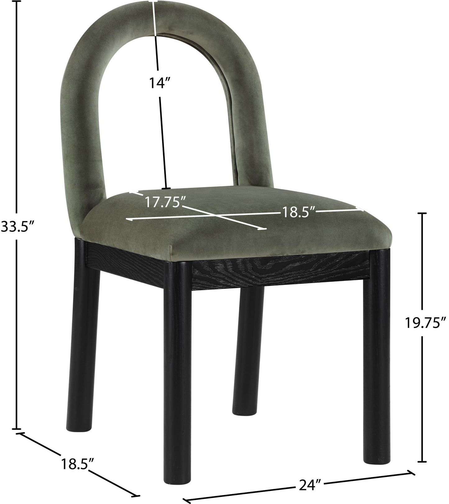 Conrad - Velvet Dining Chair With Black Legs
