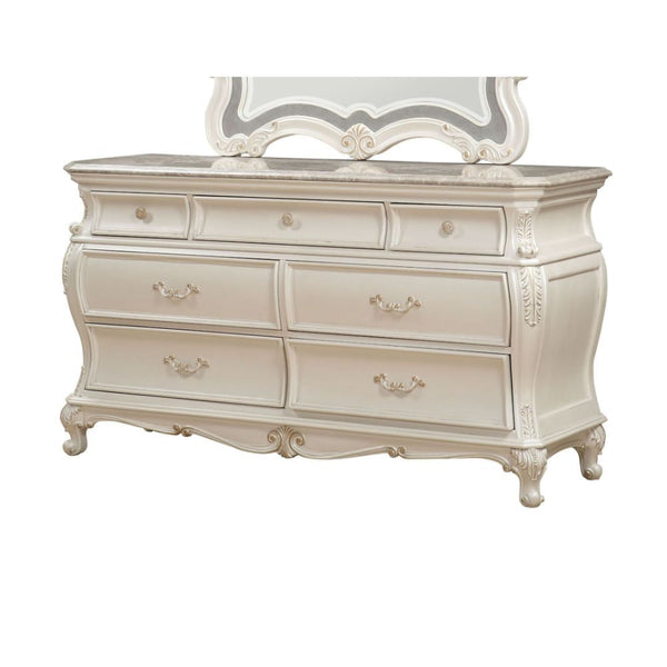 Chantelle - Dresser With Marble Top - Pearl White