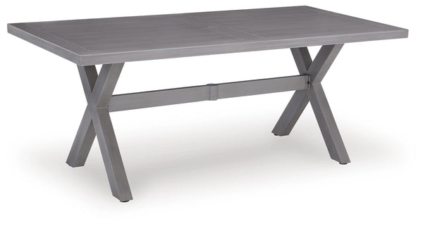 Half Moon Beach - Rectangular Dining Table With Umbrella Option - Gray