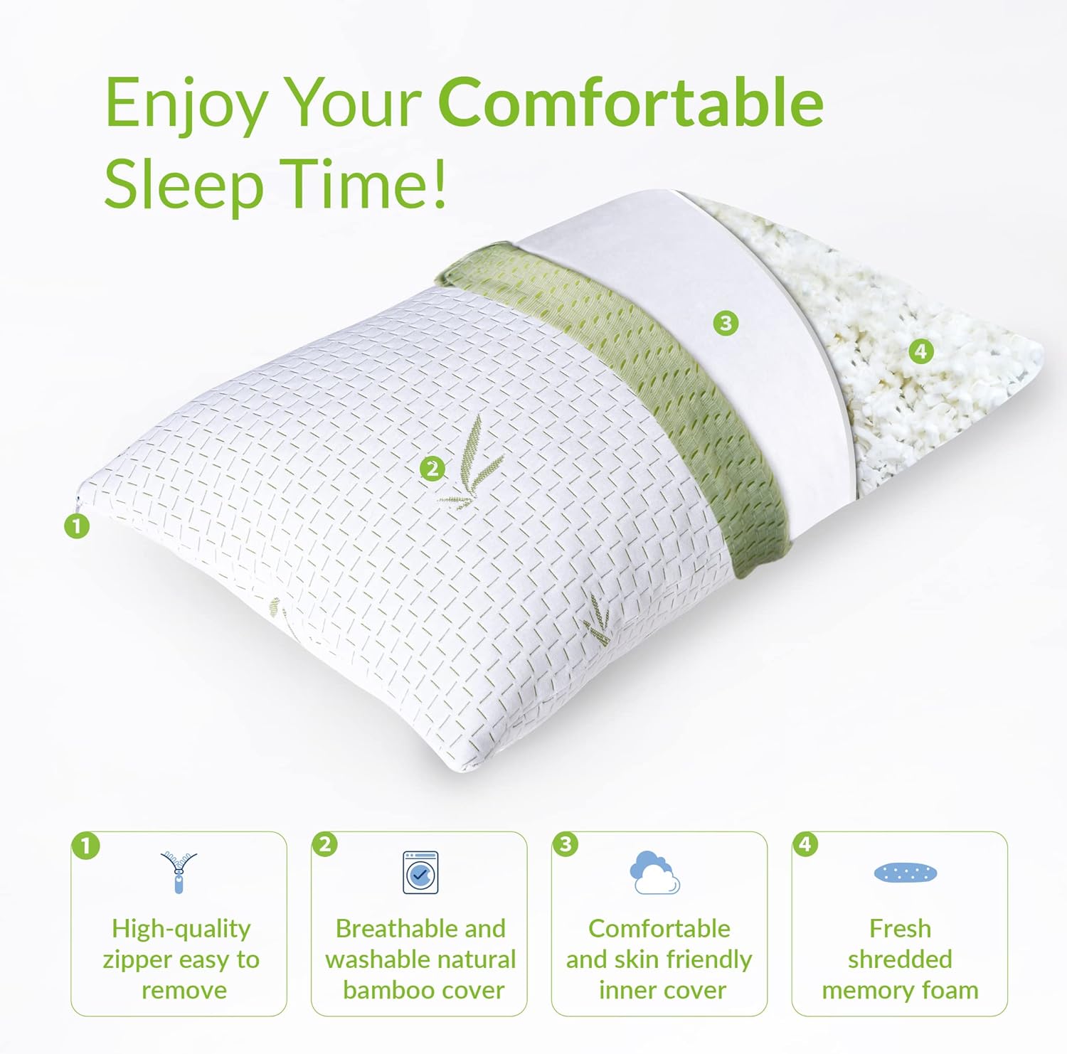 Bamboo Shredded Memory Foam Pillow Everything Mattress