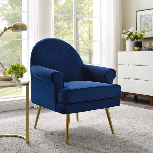 Revive Tufted Button Accent Performance Velvet Armchair - Navy