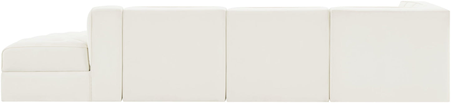 Rummi - Velvet Performance Fabric Upholstered 4 Piece Modular Sectional With Reverse Corner Chair