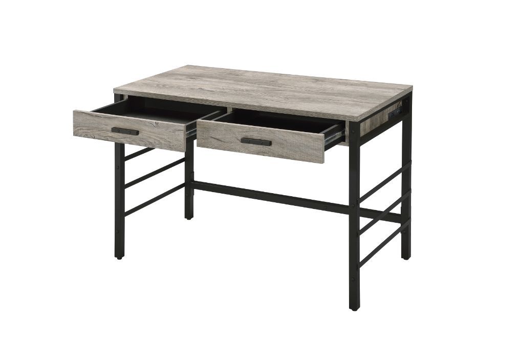 Disho - Writing Desk With USB - Light Weathered Oak & Black