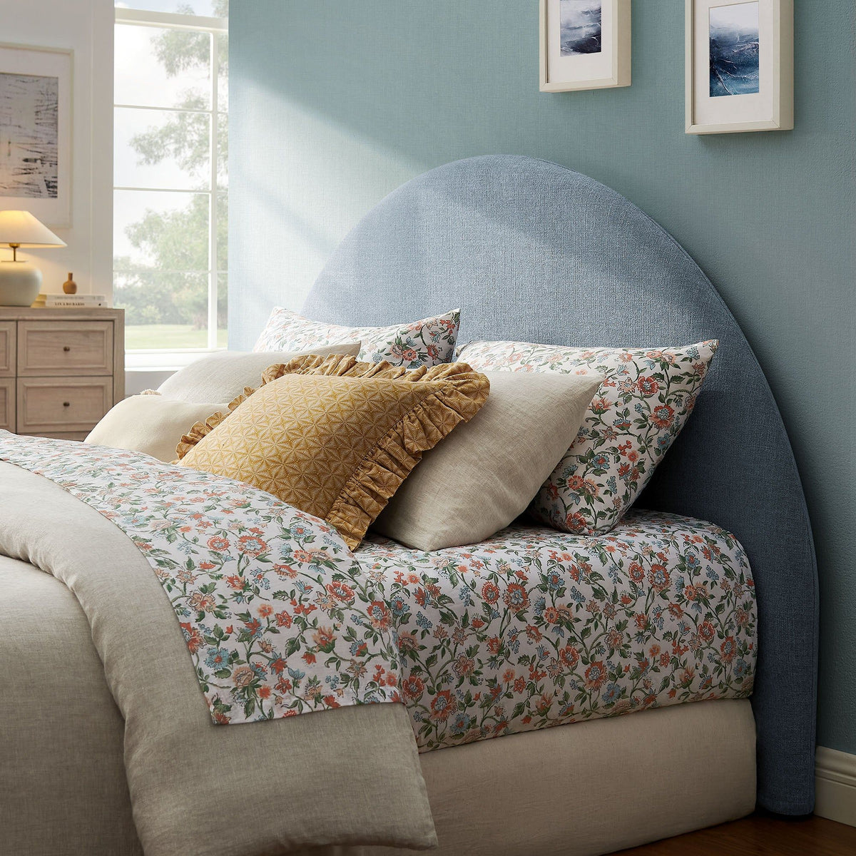 Modway Resort Queen Woven Upholstered Fabric Arched Headboard - Full, Sky
