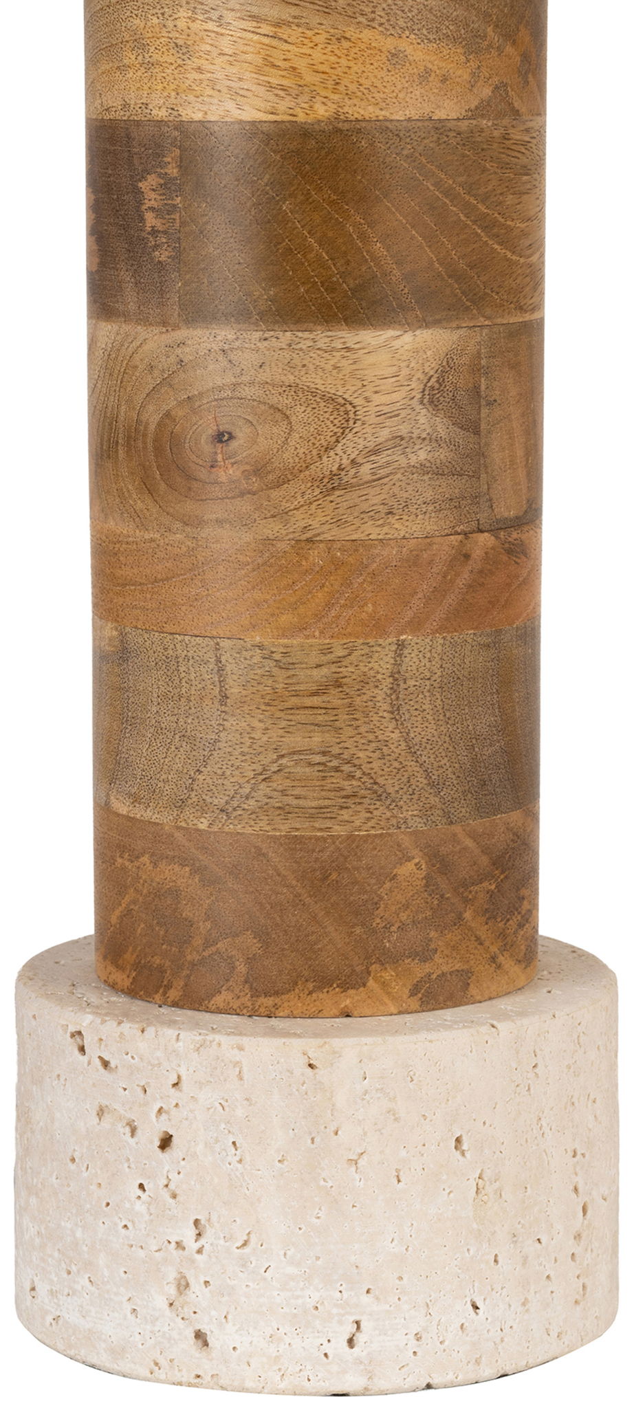 Orenda - Mango Wood Base And Linen Textured Fabric Shade Table Lamp - Travertine / Natural