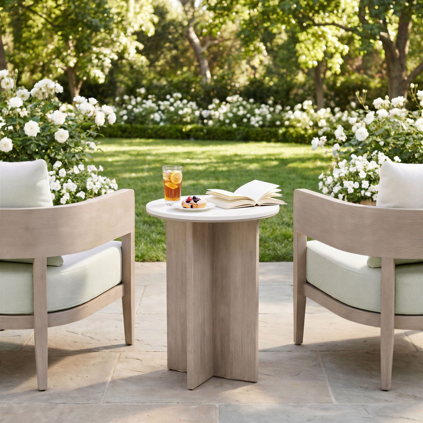 Oceanveil - Side Table - White / Light Brown