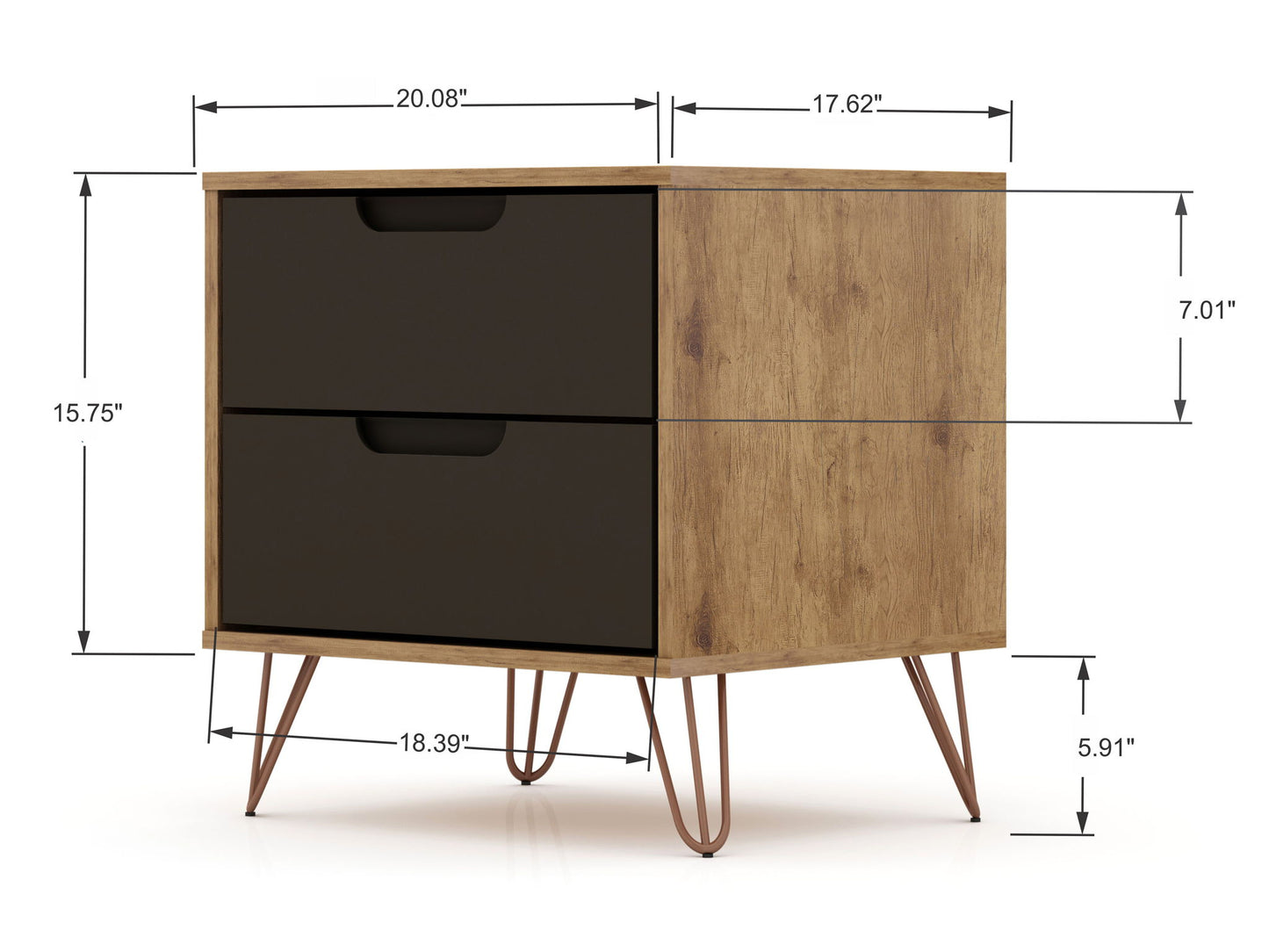 Manhattan Rockefeller - 2-Drawer Nightstand