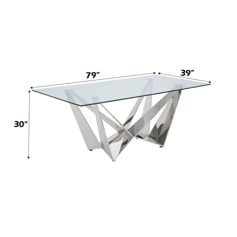 Dekel - Dining Table - Clear Glass Top & Stainless Steel